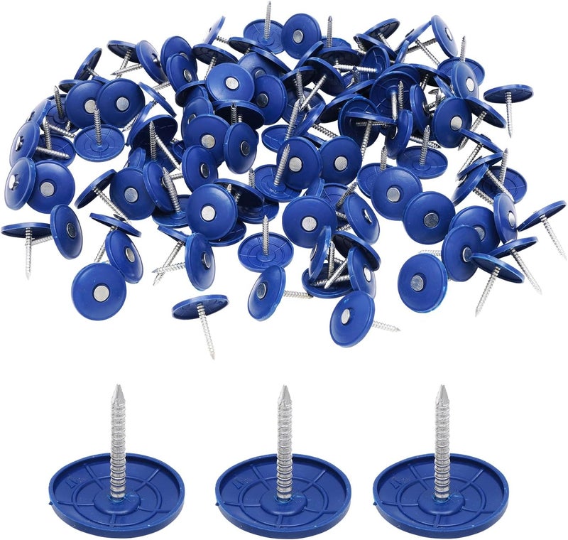 BHTOP Plastic Cap Nails, 200 Pcs Roofing Nails, 1 inch Galvanized Tar Paper Nails for Roofing, Roofing Nail Caps for House Wrap Fastening Foam Board Roofing Felt Insulation Film - Image 1